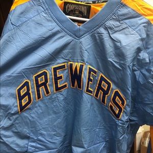 Vintage 90s Milwaukee Brewers pullover windbreaker Size M MLB baseball